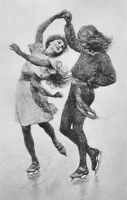 Ice Skating Young Couple by Fidus (Hugo Hoppener)